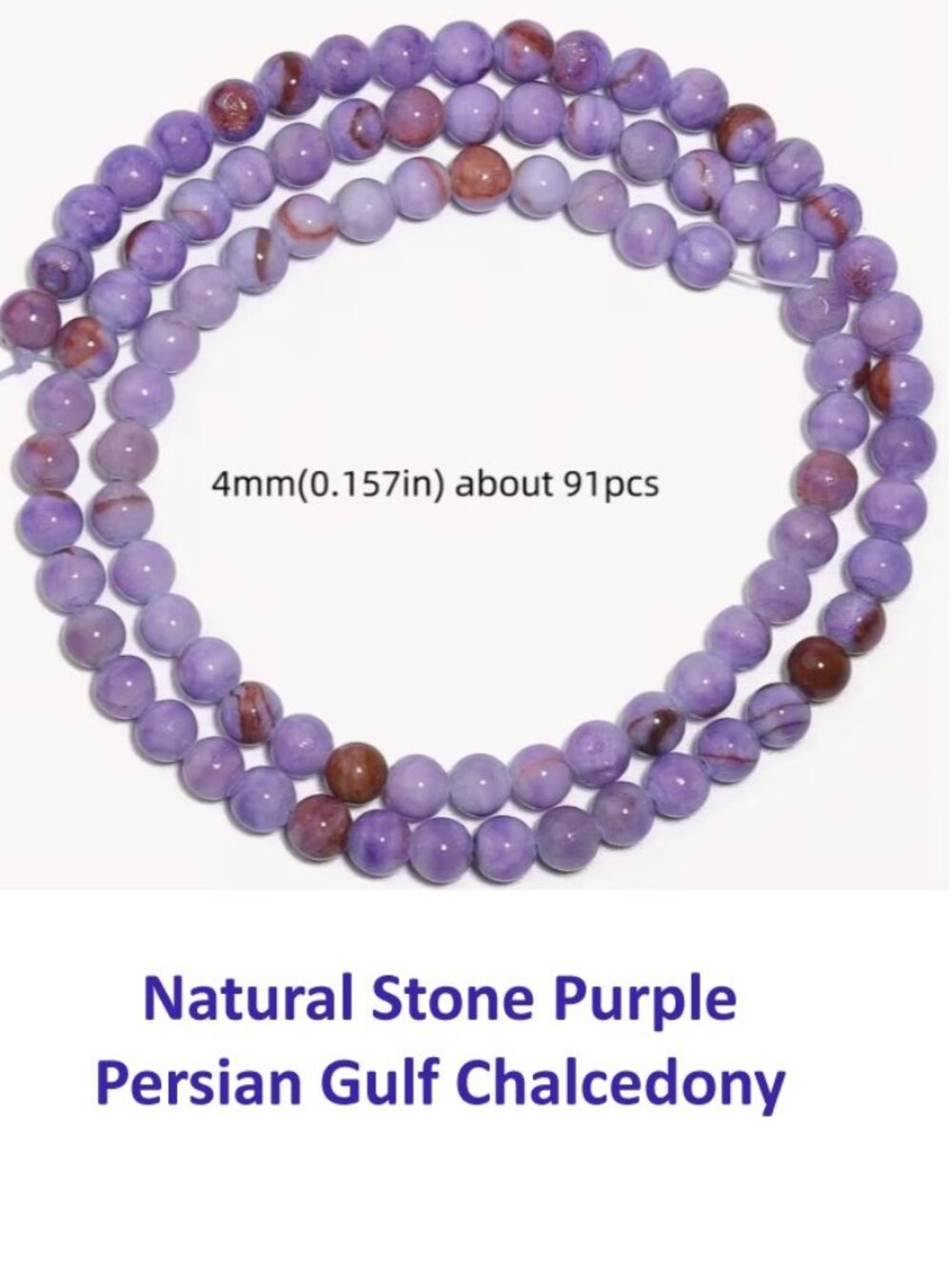 Purple Persian Gulf Chalcedony Round Beads